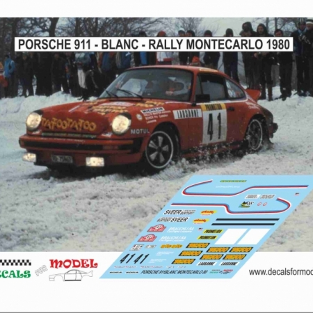 DECAL PORSCHE 911 - BLANC - RALLY MONTECARLO 1980