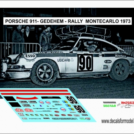 DECAL PORSCHE 911 - GEDEHEM - RALLY MONTECARLO 1973