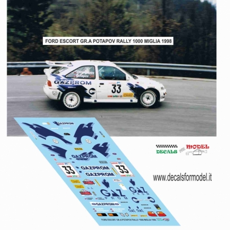 DECAL 1:24 FORD ESCORT COSW - POTAPOV - RALLY 1000 MIGLIA 1998