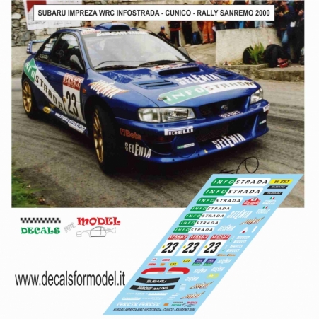 DECAL 1:24 SUBARU IMP. WRC - CUNICO - RALLY SANREMO 2000