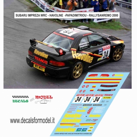 DECAL 1:24 SUBARU IMP WRC - PAPADIMITRIOU - RALLY SANREMO 2000