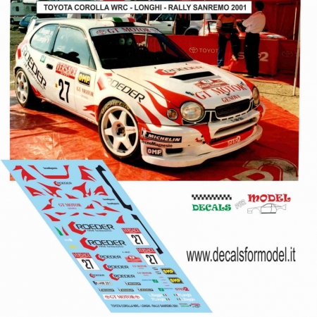 DECAL 1:24 TOYOTA COROLLA WRC - LONGHI - RALLY SANREMO 2001