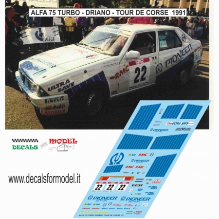 DECAL ALFA ROMEO 75 TURBO - DRIANO - TOUR DE CORSE 1991