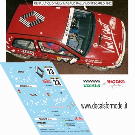 DECAL 1:18 RENAULT CLIO 16V - MAGAUD - RALLY MONTECARLO 1992