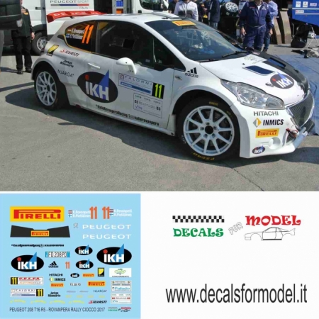 DECAL 1:24 PEUGEOT 208 R5 - ROVANPERA - RALLY CIOCCO 2017