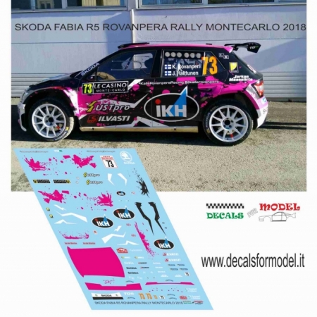 DECAL 1:24 SKODA FABIA R5 - ROVANPERA RALLY MONTECARLO 2018