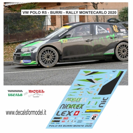 DECAL VOLKSWAGEN POLO R5 - BURRI - RALLY MONTECARLO 2020