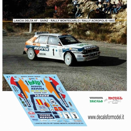 DECAL LANCIA DELTA HF REPSOL - SAINZ - RALLY MONTECARLO 1993