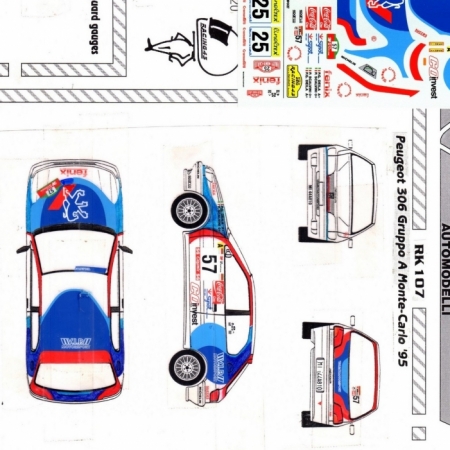 DECAL PEUGEOT 306 GRUPPO A - DEILA - RALLY MONTECARLO 1995