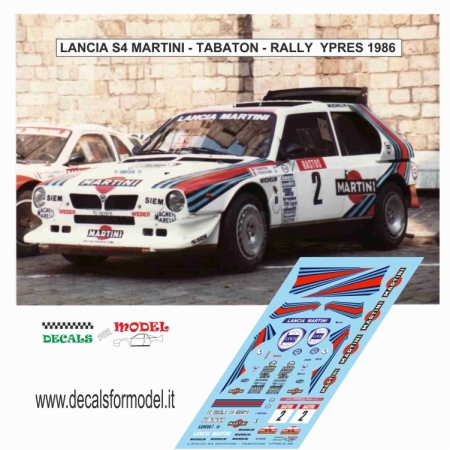 DECAL 1:18 LANCIA S4 MARTINI - TABATON - RALLY YPRES 1986