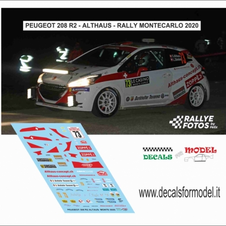 DECAL PEUGEOT 208 R2 - ALTHAUS - RALLY MONTECARLO 2020