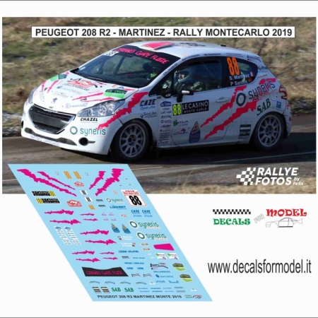 DECAL PEUGEOT 208 R2 - MARTINEZ - RALLY MONTECARLO 2019