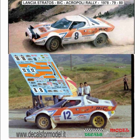 DECAL LANCIA STRATOS - BIC - 3 VERSIONI - RALLY ACROPOLI 1978/79/80