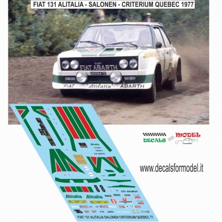 DECAL FIAT 131 ABARTH - ALITALIA - SALONEN - CRITERIUM QUEBEC 1977- WINNER