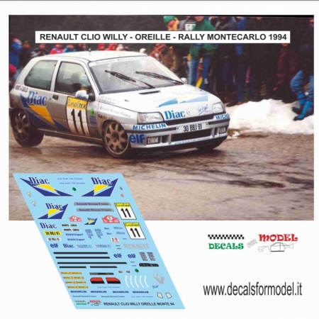 DECAL RENAULT CLIO WILLY - OREILLE - RALLY MONTECARLO 1994