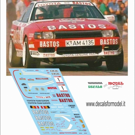 DECAL TOYOTA CELICA 4WD BASTOS - SNIJERS - RALLY YPRES 1989