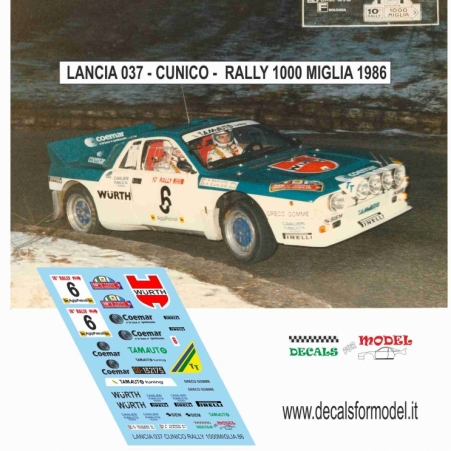 DECAL LANCIA 037 - CUNICO - RALLY 1000 MIGLIA 1986