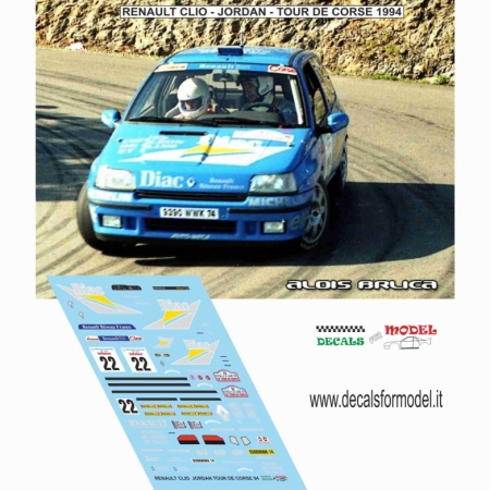 DECAL RENAULT CLIO - JORDAN - RALLY TOUR DE CORSE 1994