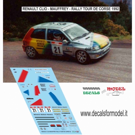 DECAL RENAULT CLIO - MAUFFREY - RALLY TOUR DE CORSE 1992