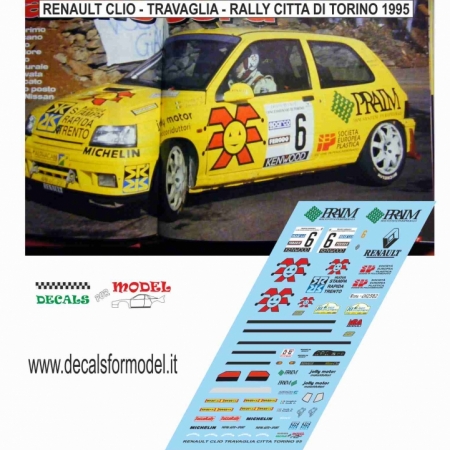 DECAL RENAULT CLIO - TRAVAGLIA - RALLY CITTA DI TORINO 1995
