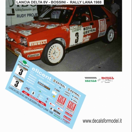 DECAL LANCIA DELTA 8V - BOSSINI - RALLY LANA 1988
