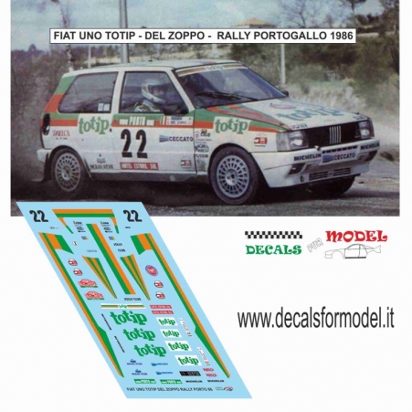 DECAL FIAT UNO TURBO - TOTIP - DEL ZOPPO - RALLY PORTOGALLO 1986