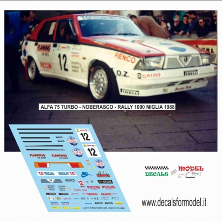 DECAL ALFA ROMEO 75 TURBO - NOBERASCO - RALLY 1000 MIGLIA 1988