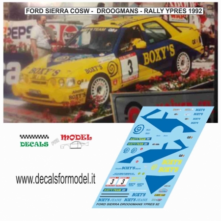 DECAL FORD SIERRA COSW - DROOGMANS - RALLY YPRES 1992