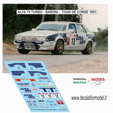 DECAL ALFA ROMEO 75 TURBO - BARONI - TOUR DE CORSE 1991