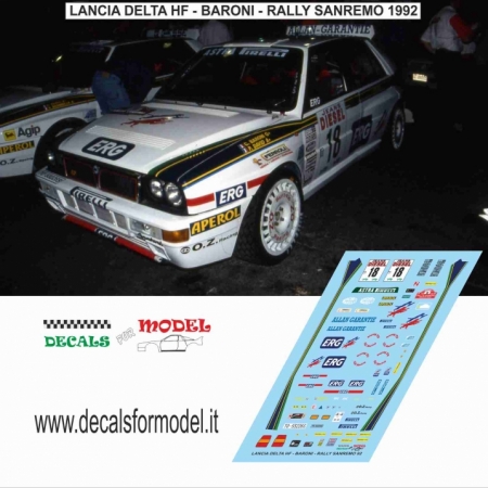 DECAL LANCIA DELTA HF - BARONI - RALLY SANREMO 1992