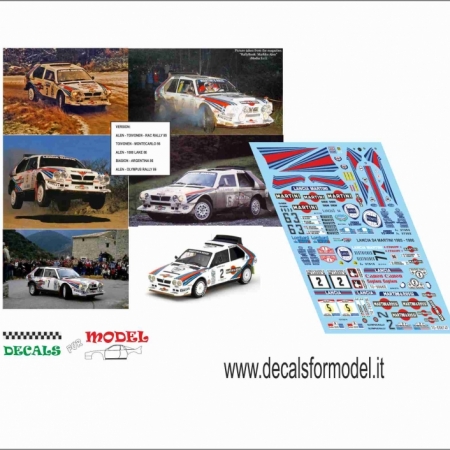 DECAL LANCIA DELTA S4 - MARTINI - VARI RALLY - CAMPIONATO DEL MONDO 1985 - 1986