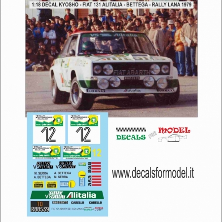 1:18 AGGIUNTIVO FIAT 131 ABARTH BETTEGA - RALLY LANA 1979 - KYOSCHO