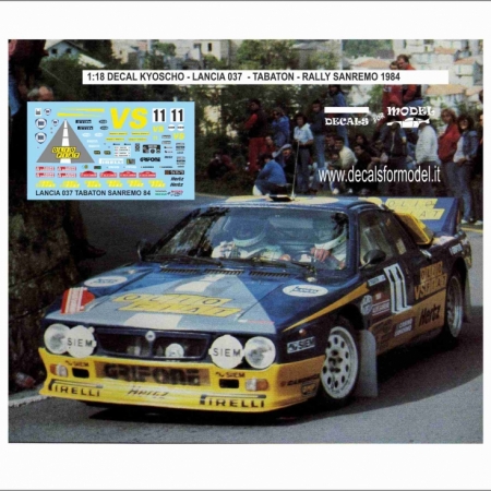 1:18 DECAL LANCIA 037 TABATON - RALLY SANREMO 1984 - BASE ALTAYA - KYOSCHO