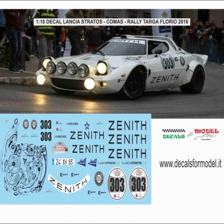 1:18 DECAL LANCIA STRATOS - COMAS - RALLY TARGA FLORIO 2016 - BASE: SOLIDO SUNSTAR