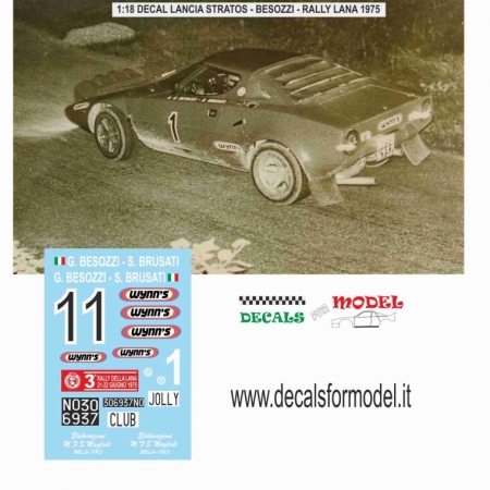 1:18 DECAL LANCIA STRATOS - BESOZZI - WINNER RALLY LANA 1975 