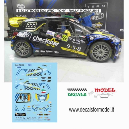DECAL CITROEN DS3 WRC - TONY CAIROLI - RALLY MONZA 2016