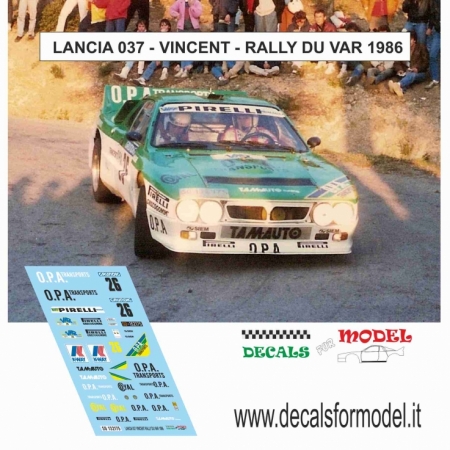 DECAL LANCIA 037 - VINCENT - RALLY DU VAR 1986