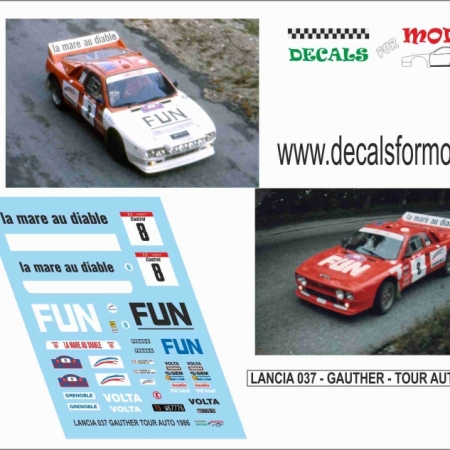 DECAL LANCIA 037 - GAUTHER - TOUR AUTO 1986