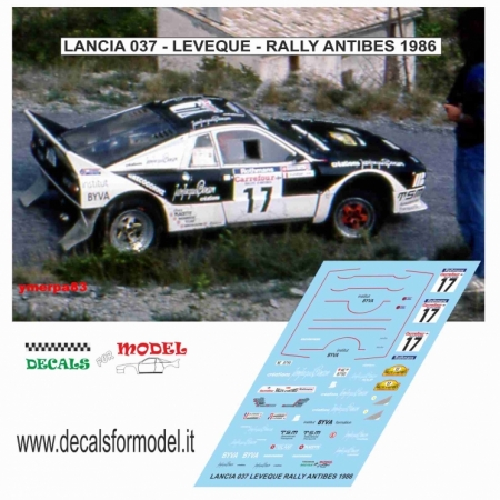 DECAL LANCIA 037 - LEVEQUE - RALLY ANTIBES 1986