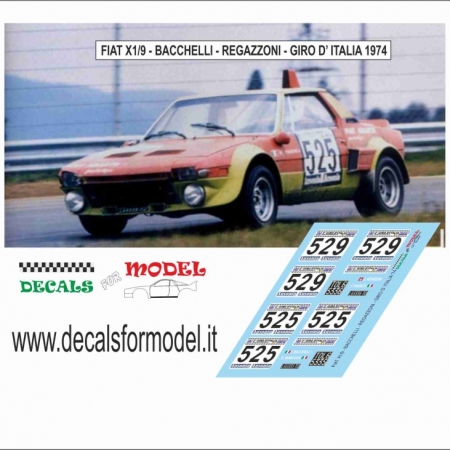 DECAL FIAT X1/9 BACCHELLI - RAGAZZONI - GIRO D' ITALIA 1974