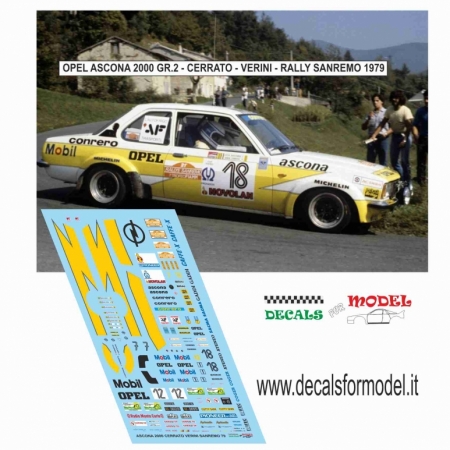 DECALS OPEL ASCONA 2000 GR. 2 - CERRATO / VERINI - RALLY SANREMO 1979