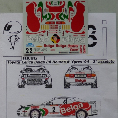 RK86 DECAL TOYOTA CELICA BELGA RALLY YPRES 1994