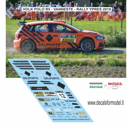 DECAL VOLKSWAGEN POLO R5 - VANNESTE - RALLY YPRES 2019