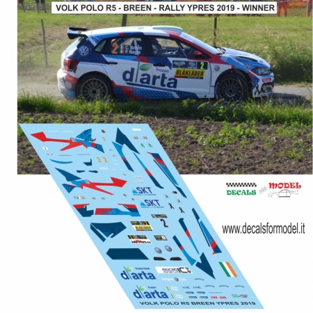 DECAL VOLKSWAGEN POLO R5 - BREEN - RALLY YPRES 2019 WINNER