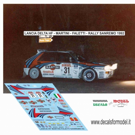 DECAL LANCIA DELTA HF - FALETTI - RALLY SANREMO 1992