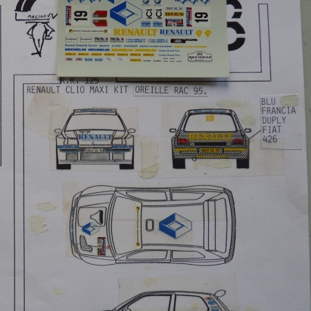 RK125 DECAL RENAULT CLIO MAXI - OREILLE - RALLY RAC 1995