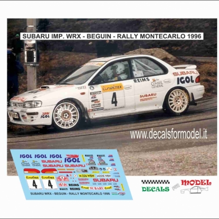 DECAL SUBARU IMP WRX - BEGUIN - RALLY MONTECARLO 1996