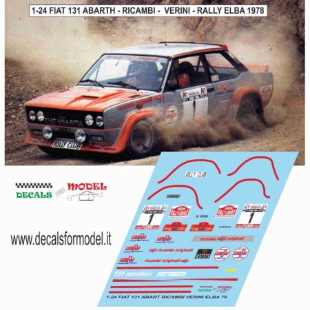 DECAL 1:24 FIAT 131 ABARTH - VERINI - RALLY ELBA 1978