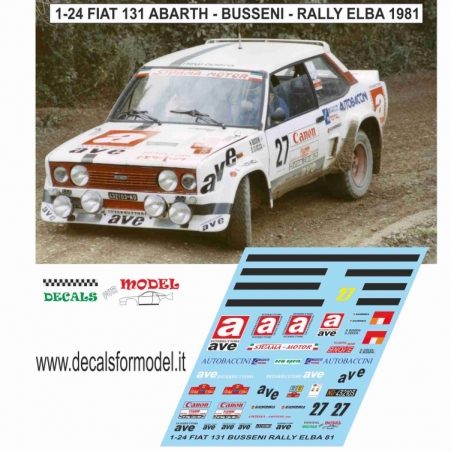 DECAL 1:24 FIAT 131 ABARTH - BUSSENI - RALLY ELBA 1981