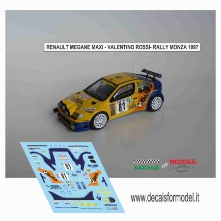 DECAL RENAULT MEGANE MAXI - VALENTINO ROSSI - RALLY MONZA 1997